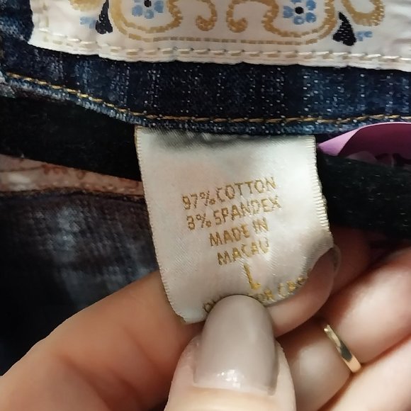 2857 Size Large Limited Too Upcycled Jean Tunic Made With A Vintage Table Cover. - Picture 9 of 9